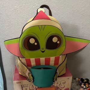 Loungefly Green Alien Kids Backpack with Pink & Teal Accents